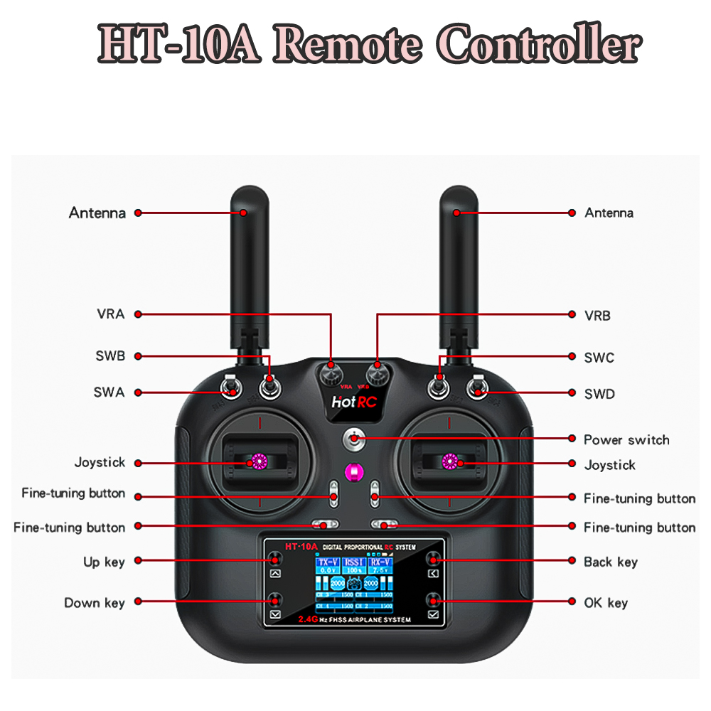 Transmissor Hotrc HT-10A 2.4G  - Drone Rc Car avaliação e preço
